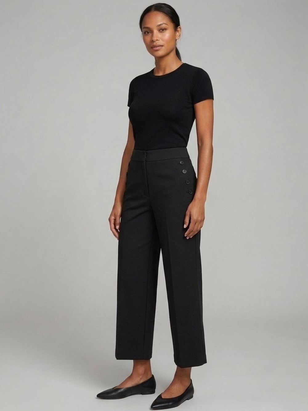 NWT LOFT Outlet High Rise Wide Leg Sailor Pants Black 14 Petite 14P